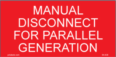 Manual Disconnect For Parallel Generation Placard 04-429 1